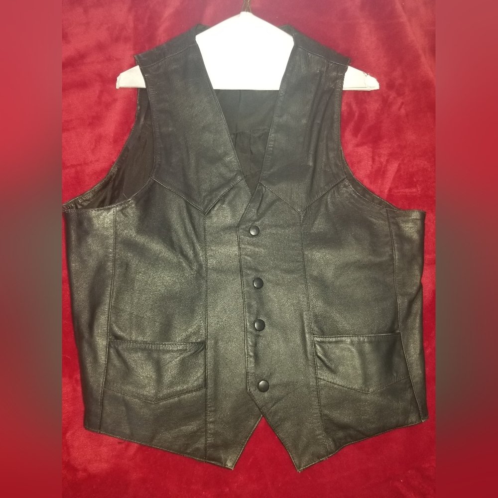 Black leather vest